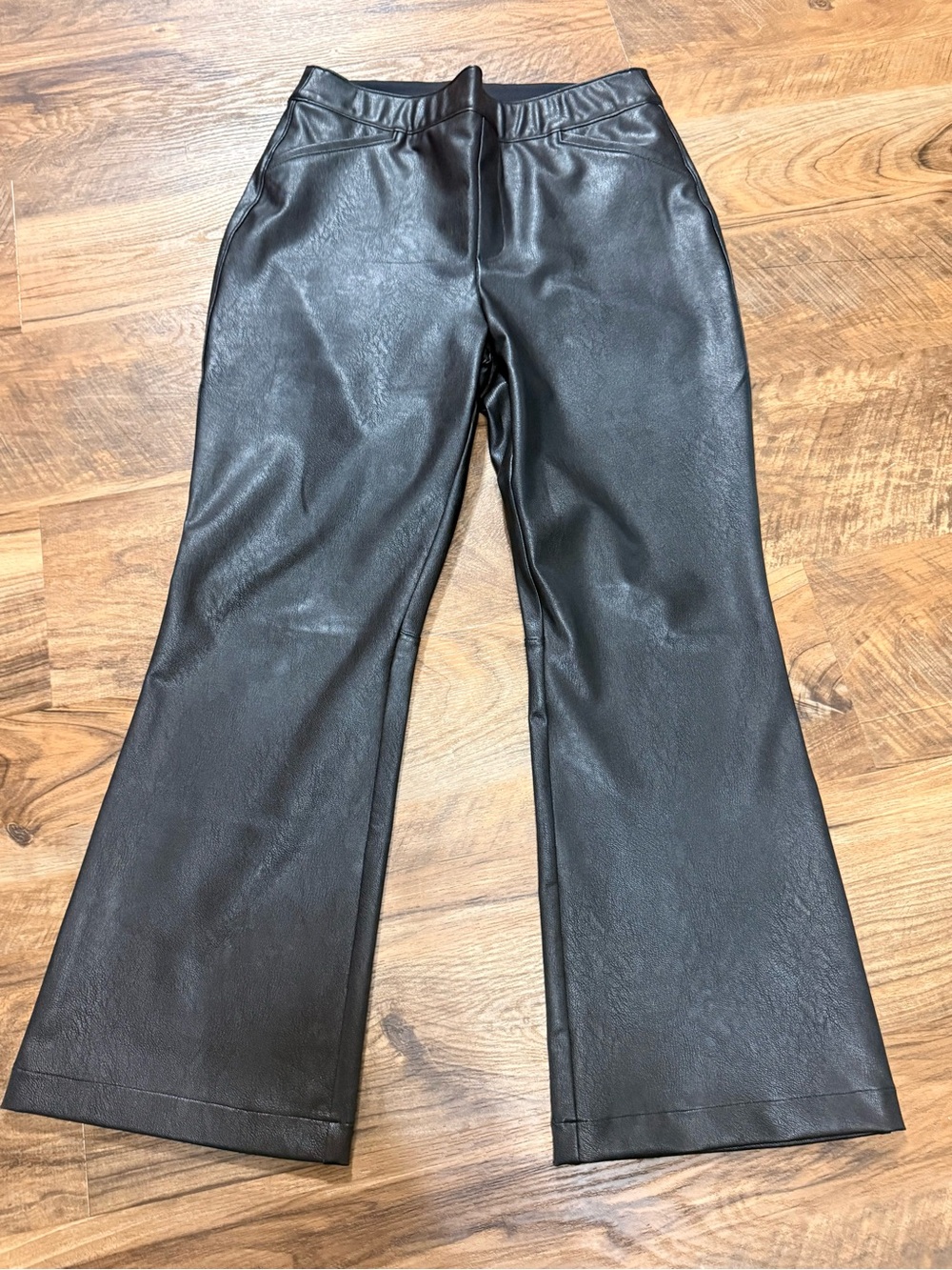 Black Faux Leather Crop Bottoms